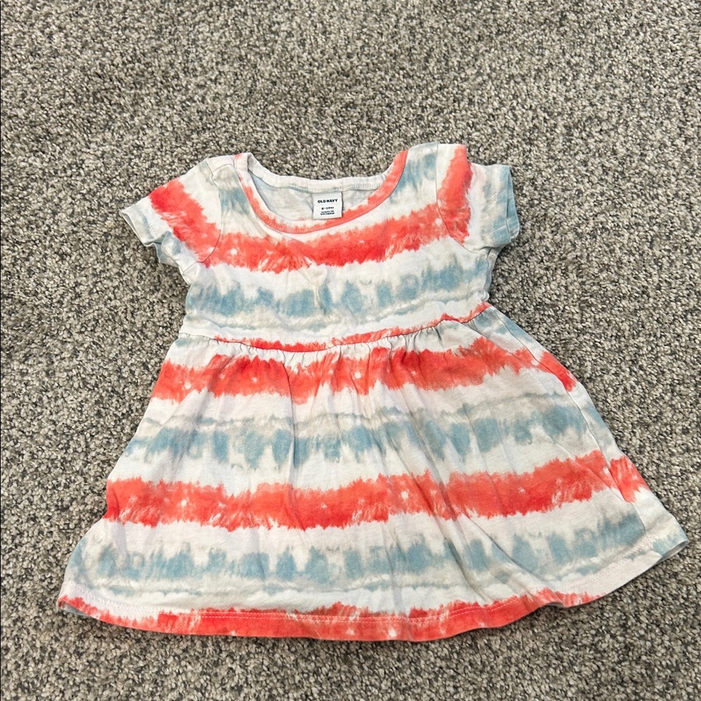 Baby Girl Red and Blue Tie-Dye Dress